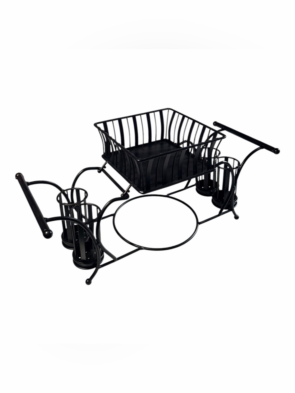 4 PICE DELUXE BUFFET CADDY DINNER PLATE & CUTLERY HOLDER